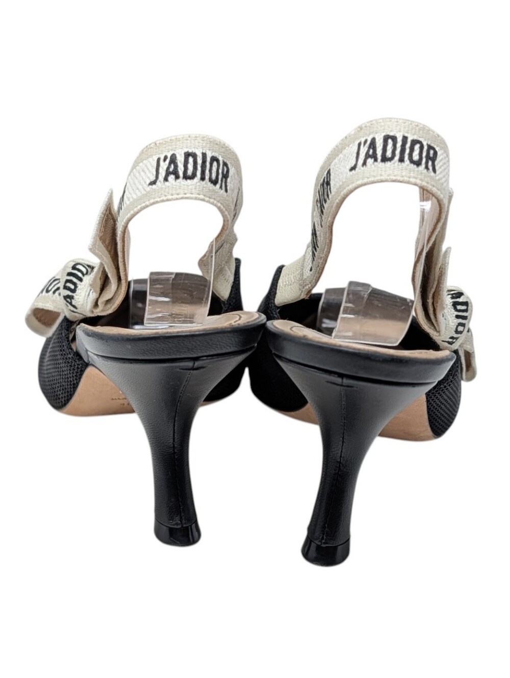 Dior Logo Black Slingback Kitten Heels J'ADIOR Ribbon Pointed Pumps Size EU 40.5 - Picture 9 of 14